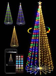 lot 8894 image: Lopanbs 9FT 444LEDS Outdoor Christmas Tree Lights, Smart Cone Tall Pop Up with Star, Timer, Waterproof, APP & Remote, Music Sync, MulticolorWarmWhite, Outside Xmas Yard Porch Decor