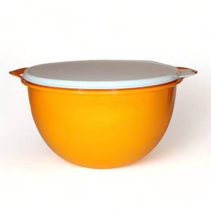 lot 14754 image: Tupperware Thatsa Mega Bowl Mixing Bowl 42 Cups 10L Bright Orange with White Seal