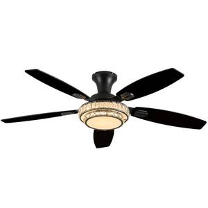 lot 14758 image: Fanyank Ceiling Fans with Lights-Crystal Ceiling Fan,52 Low Profile and Remote Control, Flush Mount, Reversible, 3CCT, Dimmable, Noiseless, Black Ceiling Fan for Bedroom