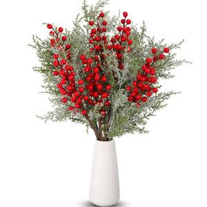 lot 14777 image: Yuxung 16 Pcs Christmas Tree Branches Filler Artificial Pine Branches with Berry Stems Christmas Tree Picks Greenery Sprays Berry and Cedar Picks for Vase Fillers Table Decor(Snow Cover,Red)
