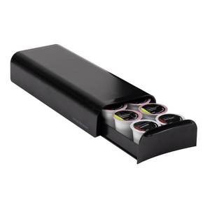 lot 14778 image: Mind Reader Anchor Collection, Single Serve Coffee Pod Drawer, 12-14 Coffee Pod Capacity, Countertop Organizer, Black