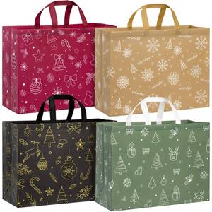 lot 14783 image: STYPOP 12 Pack Extra Large Christmas Gift Bags, 17 Reusable Non-Woven Holiday Christmas Tote Bags with Handles - Bulk Xmas Gift Wrap &amp Party Favor Supplies, 16.9 x 12.6 x 6.8