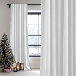lot 14784 image: StangH Extra Long White Velvet Curtains 108 inches Long, Two Layers Light Blocking Living Room Curtains Privacy Soundproof Drapes for Bedroom Nursery, W48 x L108, 1 Panel