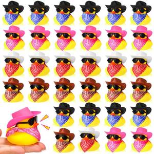 lot 14793 image: 36 Set Cowboy Rubber Duck Mini Yellow Duckies Bath Party Toy Tiny Ducks Bathtub Toy with Cowboy Hat Paisley Bandanas Sunglasses for Summer Baby Shower Birthday Swimming Party (Cute Style)