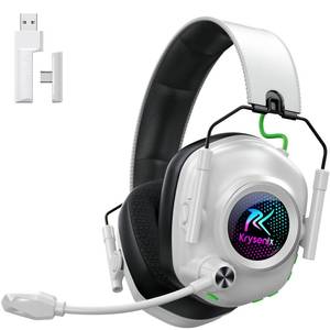 lot 14794 image: Wireless Gaming Headset with Noise Canceling Microphone for PC, PS5, PS4, Switch, Mac, 2.4 GHz Wireless & Bluetooth 5.4 Gaming Headphones, Cool RGB Lighting, 50Hr Battery, 50mm Drivers(White Black)