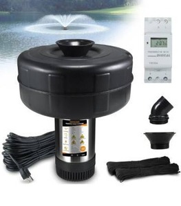 lot 9233 image: Pond Fountain Aerator, 1HP 16000 GPH 750W 110V120V Stainless Steel Floating Fountain Pump With 100ft Power Cord & Rope & Timer for Small Large Outdoor Ponds & Lakes