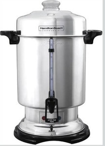 lot 9239 image: Hamilton Beach Commercial Coffee Urn &amp Hot Beverage Dispenser, 60 Cup Capacity, Polished Stainless Steel (D50065) - Retail $159