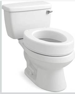 lot 9240 image: Carex Toilet Seat Riser, Elongated Raised Toilet Seat Adds 3.5 inches to Toilet Height, for Assistance Bending or Sitting, 300 Pound Weight Capacity Toilet Riser