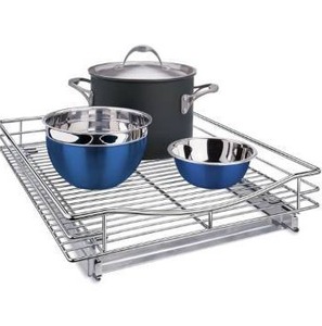 lot 9248 image: LYNK PROFESSIONAL� Pull Out Cabinet Organizer, 17 x 21 Slide Out Drawers for Kitchen Cabinets - Sliding Pull-Out Pantry Shelves Home Shelf Organizers, Chrome