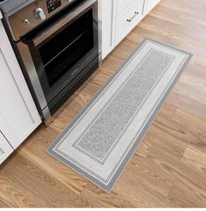 lot 9258 image: Ottomanson Hallway Runner Rug 20 x 59 Non Slip Border Area Rugs Easy to Clean Laundry Rug Runner Durable & Pet Friendly Floor Carpet Runners for Hallways Entryway Living Room Kitchen, Light Gray