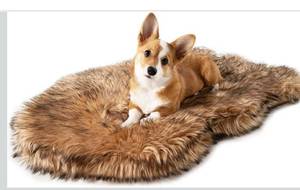 lot 9280 image: PupRug Orthopedic Dog Bed for Large Dogs with Fluffy Soft Faux Fur and Memory Foam for Joint Pain Relief, Machine Washable and Waterproof Couch Bed, Sable Tan, LargeExtra Large