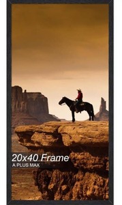 lot 9282 image: A PLUS MAX 20x40 Picture Frame, Black Engineered Wood Frame for 20 x 40 Inch Picture Poster Photo, Light Weight 20 by 40 Frame with Wood-grain for Wall - 1 PackBlack20 x40