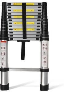 lot 9286 image: Telescoping Extension Ladder 12.5 FT, Folding Telescopic Aluminum Ladders, Lightweight Collapsible Ladder Step for RV Roof Attic Home, 300 LB Capacity (12.5 FT)
