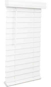 lot 9296 image: LOTUS &amp WINDOWARE 2.5-inch Cordless Faux Wood Blind, Plantation Style, 34 Wide x 60 Long, Smooth, Bright White&nbspfor Living Room, Bedroom, Interior Door Windows