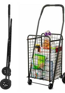 lot 9299 image: DMI Utility Cart with Wheels to be used for Shopping, Grocery, Laundry and Stair Climber Cart, Weighs 7.5 Pounds but holds up to 90 Pounds, Compact and Foldable, Black