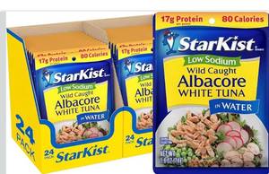 lot 9332 image: StarKist Low Sodium Albacore White Tuna in Water, 2.6 oz Pouch (12 Pack)