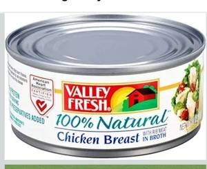 lot 9359 image: Valley Fresh 100% Natural, Chicken Breast in Broth, 10 oz 12 pack
