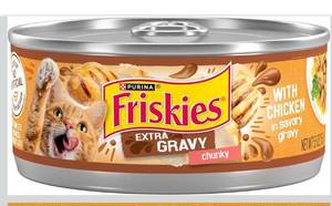 lot 9362 image: Purina Friskies Extra Gravy Wet Cat Food Chunky Chicken in Savory Gravy - (Pack of 11) 5.5 oz. Cans
