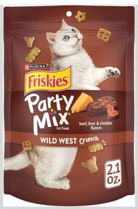 lot 9381 image: Purina Friskies Cat Treats, Party Mix Wild West Crunch - (Pack of 10) 2.1 oz. Pouches