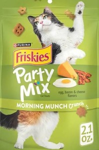 lot 9383 image: Purina Friskies Party Mix Morning Munch Crunch Cat Treats - (Pack of 10) 2.1 oz. Pouches