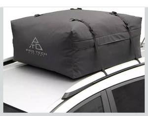 lot 9386 image: Journeyer - 18 Cubic Feet Weatherproof Rooftop Cargo Carrier for Top of Vehicle, Attaches with or Without Roof Rack 48 L x 36 W x 18 H