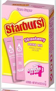 lot 9461 image: Starburst Singles To Go Powdered Drink Mix, All Pink Strawberry, 11 Boxes with 6 Packets Each - 18 Total Servings, Sugar-Free Drink Powder, Just Add Water, 6 count (Pack of 11)