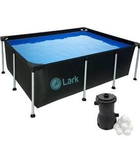 lot 9466 image: Lark 8.5 ft x 6 ft x 26 inches Rectangular Metal Frame Above Ground Outdoor Patio Pool with 300 Gallon Pump