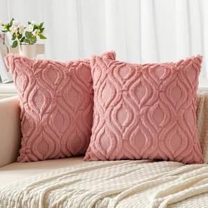 lot 9470 image: MIULEE Coral Red Throw Pillow Covers 20x20 Inch, Soft Winter Plush Faux Wool Couch Pillow Covers Set of 2 Decorative Farmhouse Boho Throw Pillows for Sofa Living Room Bed