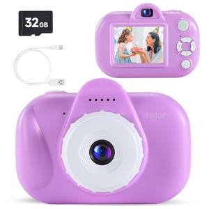 lot 9474 image: MAVOKIS Kids Camera Digital Camera for Age 3-8, 1080P Toddler Camera for Kid with 32GB SD Card, Toddler Girls Toys Age 6-9, Christmas Birthday Gifts for Children, Pastel Purple