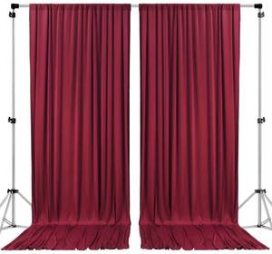 lot 9483 image: AK TRADING CO. 10 feet x 10 feet Polyester Backdrop Drapes Curtains Panels with Rod Pockets - Wedding Ceremony Party Home Window Decorations - Burgundy (DRAPE-5x10-BURGUNDY)