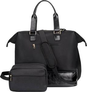 lot 9488 image: MINKARS Weekender Bag with Shoe Compartment Travel Tote Overnight Bag, Black