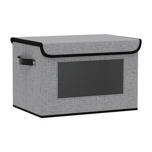 lot 9489 image: YheenLf Fabric Storage Bin with Lid, Storage Box with Handles, 13 x 9.1 x 7.9 Inch Closet Organizer for Shelves Organization, Gray, 1-Pack