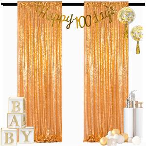 lot 9491 image: ShinyBeauty Gold Backdrops 2 Pieces Sequin Curtains 4FTx7FT Photoshoot Background Shimmer Golden Bakdrop Glitter Backgrounds for Prom,Birthday,New Year Studio Decor (8FTX7FT)