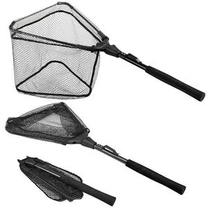 lot 9492 image: PLUSINNO Fishing Net Fish Floating Landing Net, Kayak Nets with Fixed Foldable Telescopic Pole Handle,Bass Trout Fishing Nets with Nylon Mesh for Pond Lake River,Fishing Gear Gifts for Men,Black 0.8M