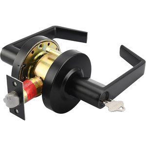 lot 9493 image: LYNN HARDWARE - Classroom - Commercial Door Lock - Heavy-Duty Designer Handles for Doors - Durable Grade 2 Indoor Locks for Doors - Cylindrical Door Handle Lock - ADA Compliant - Matte Black