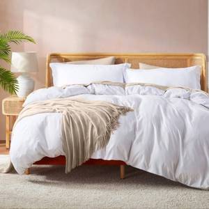 lot 9494 image: Nestl White Duvet Cover King Size - Soft Double Brushed King Duvet Cover Set, 3 Piece, with Button Closure, 1 Duvet Cover 104x90 inches and 2 Pillow Shams