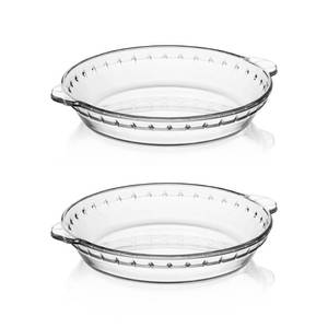 lot 9506 image: Sweejar 2-pack Glass Pie Pan, 7.5-Inch Round Baking Dish with Non-Stick Coating and Soft Wave Edge for Apple, Pumpkin, and Pot Pies