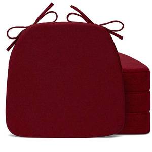 lot 9512 image: Sunsleek Chair Cushions for Dining Chairs, D-Shaped Seat Cushions with Removable Washable Cover and Ties, Chair Pads for Kitchen, Indoor Dining Room, Patio Chairs, 17 x 16, Set of 4, Red