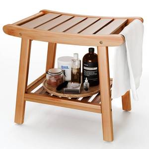 lot 9513 image: Bamboo Shower Bench for Inside Shower to Sit on,Waterproof Shower Stool for Shaving Legs,Spa Bathroom Shower Chair with Storage Shelf, Bathroom Bench Seat for Senior Adult Disabled Elderly