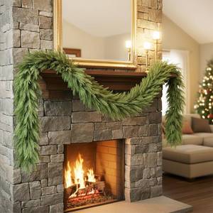 lot 9515 image: 2 Pcs Christmas Norfolk Pine Garlands, 6 Ft Artificial Pine Garland Ornament, Realistic Green Artificial Greenery Garland for Table, Mantle, Wall, Indoor, Outdoor Christmas Decorations