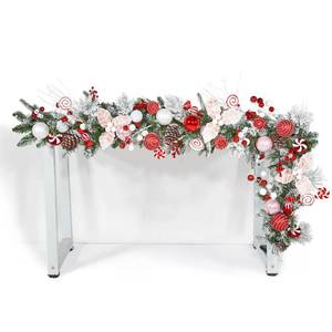 lot 9519 image: WBHome Pre-lit 6 Feet72 Inch Christmas Garland, Sweet Red & White Lighted Garland with 50 LED Lights for Indoor Outdoor Xmas Decor Holiday Decorations, Battery Operated (Batteries NOT Included)