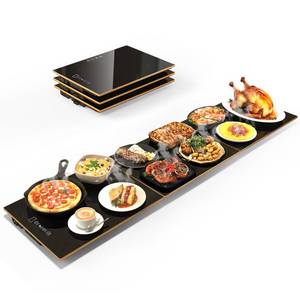 lot 9520 image: CedarAce Food Warmers for Parties Buffet, 47x12 Assemblable Electric Warming Tray with 8 Level Temperature Adjustment and 8 Hour Timer, Upgraded Desktop-Protecting Food Warming Mat
