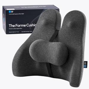 lot 9524 image: Align Labs Lumbar Support Pillow for Office Chair - Lower Back Pain Relief Cushion with Adjustable SpineAlign&nbspBolster, Memory Foam Pillow for Car, Couch, Gaming Seats - Dual Straps, Dark Grey