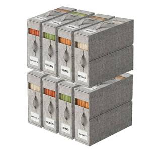 lot 9526 image: ActCosy 4Pack Sheet Organizers and Storage with Handles &nbspFoldable Linen Closet Storage for King &amp Queen Sheet Sets &nbspClear Window &amp Removable Labels &nbspDustproof &amp Space-Saving Design, 4Pack, Grey