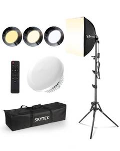 lot 9528 image: Skytex Softbox Lighting Kit(1-2Pack),16x16in Soft BoxUpgrade 135W 2700-6400K 100V-240V E27 LEDBulb Continuous Photography Lighting,Photo Studio Light Equipment for Camera Shooting Video Recording