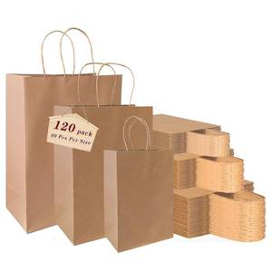 lot 9534 image: vanhel 120 pack Kraft Paper bags with Handles,Assorted Sizes Gift Bags Bulk Kraft Paper Bags, Weeding,Birthday, Favor,Party,Retail Merchandise Bags, Brown