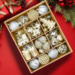 lot 9543 image: Alupssuc 82pcs Christmas Balls Ornaments Set, Delightful Classic Gift Set, Shatterproof Plastic Decor for Xmas Tree Holiday Wedding Party Decorations with Hanging Strings, Gold and White