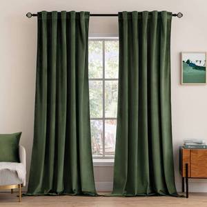 lot 9545 image: MIULEE Velvet Curtains 132 inches - Luxury Blackout Curtains for Bedroom Living Room Thermal Insulated Super Soft Window Drapes Rod Pocket & Back Tab, Olive Green, W52 x L132 inches, 2 Panels