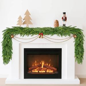 lot 9546 image: Christmas Garland Decorations Indoor Decor 2 Pcs 6 FT Artificial Realistic Pine Garland Green Faux Greenery Garland for Mantle Staircase Table Wall Outdoor Christmas Decorations