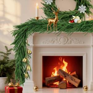 lot 9550 image: 12ft 2Pcs6ft Artificial Norfolk Pine Garland,Christmas Garland Greenery Garland for Mantle, Fireplace, Table, Wall, Window, Bedroom,Fence, Indoor Outdoor Holiday Winter Hanging Christmas Decorations